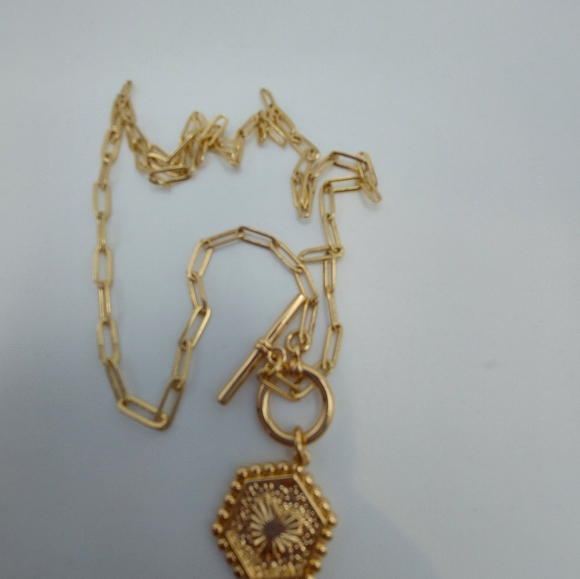 Beautiful Rosetone Paperclip Necklace w/Initial Pendant, Toggle front, VGC. - Picture 10 of 11